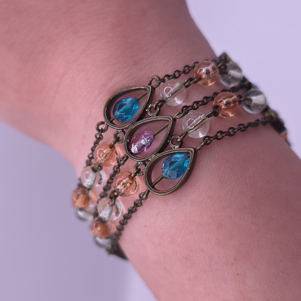 Vintage Multicolor 5 Strand Teardrop Bracelet